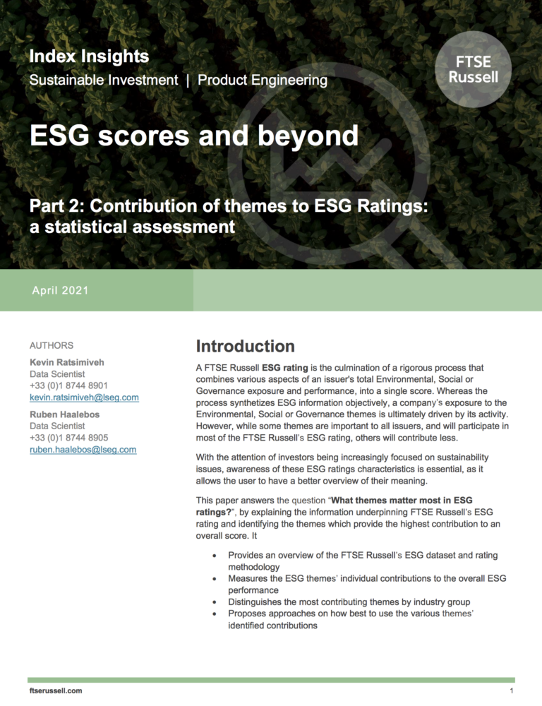 ESG scores and beyond. Part 2 - Contribution of themes to ESG Ratings ...