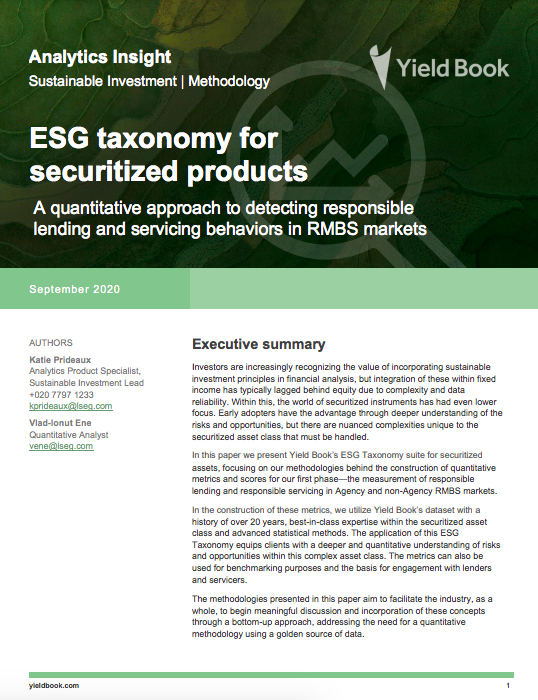 ESG taxonomy for securitized products | Responsible Investor