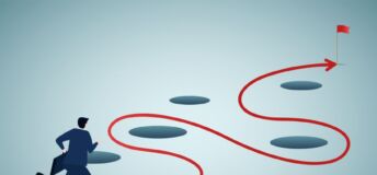 Illustration showing man avoiding pitfalls.