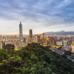 Taipei skyline from Elephant Mountain at sunset