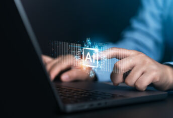 AI data and big data technology Business people calculate, analyze, and visualize complex datasets on their computers. data mining artificial intelligence machine learning business analysis