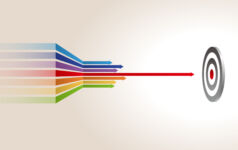 Multiple arrows heading towards the centre of a target