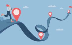 Illustration of concept of meeting business goals.