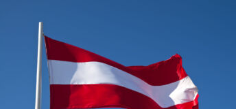 Austrian flag waving in the wind
