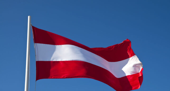 Austrian flag waving in the wind