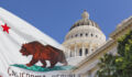 California sets August deadline for GHG emissions reporting Photo of a faded California state flag laid over the California Capitol.