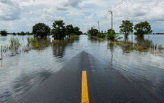 A partially flooded road