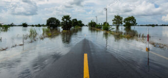 A partially flooded road
