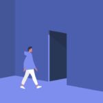 Illustration of the concept of walking out the door.