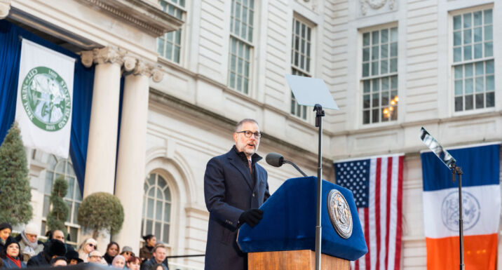 Mark Levine in front of the Office of NYC Comptroller.