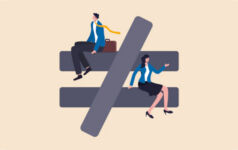 In the Loop: Long way to go, overheard at UKSIF and net-zero reflections Two figures sitting on the legs of a not-equal symbol