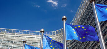 EU flags near of European Commission building