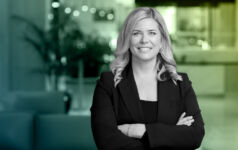 Image of Kate Roscoe with an backround with NPM colours.