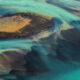 Aerial photo of glacial rivers of Iceland