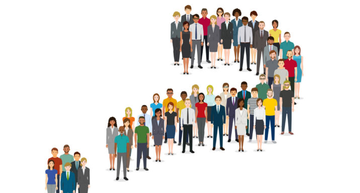Big read: Can pension funds make good climate lobbyists? Crowd of people in the form of a question mark