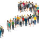Crowd of people in the form of a question mark