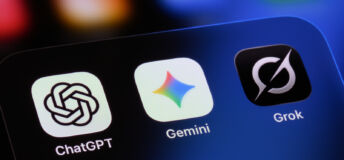 AI assistant apps on an Apple iPhone - OpenAI ChatGPT, Google Gemini, and xAI Grok