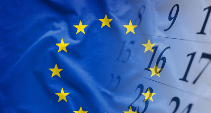 EU targets carbon pricing, chemicals and consumer rights in autumn agenda The flag of European Union with calendar of the month in the background
