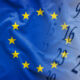 The flag of European Union with calendar of the month in the background