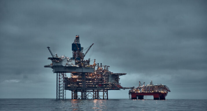 Picture of two North sea drilling platforms